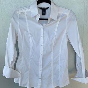 White House Black Market White Button Down Blouse